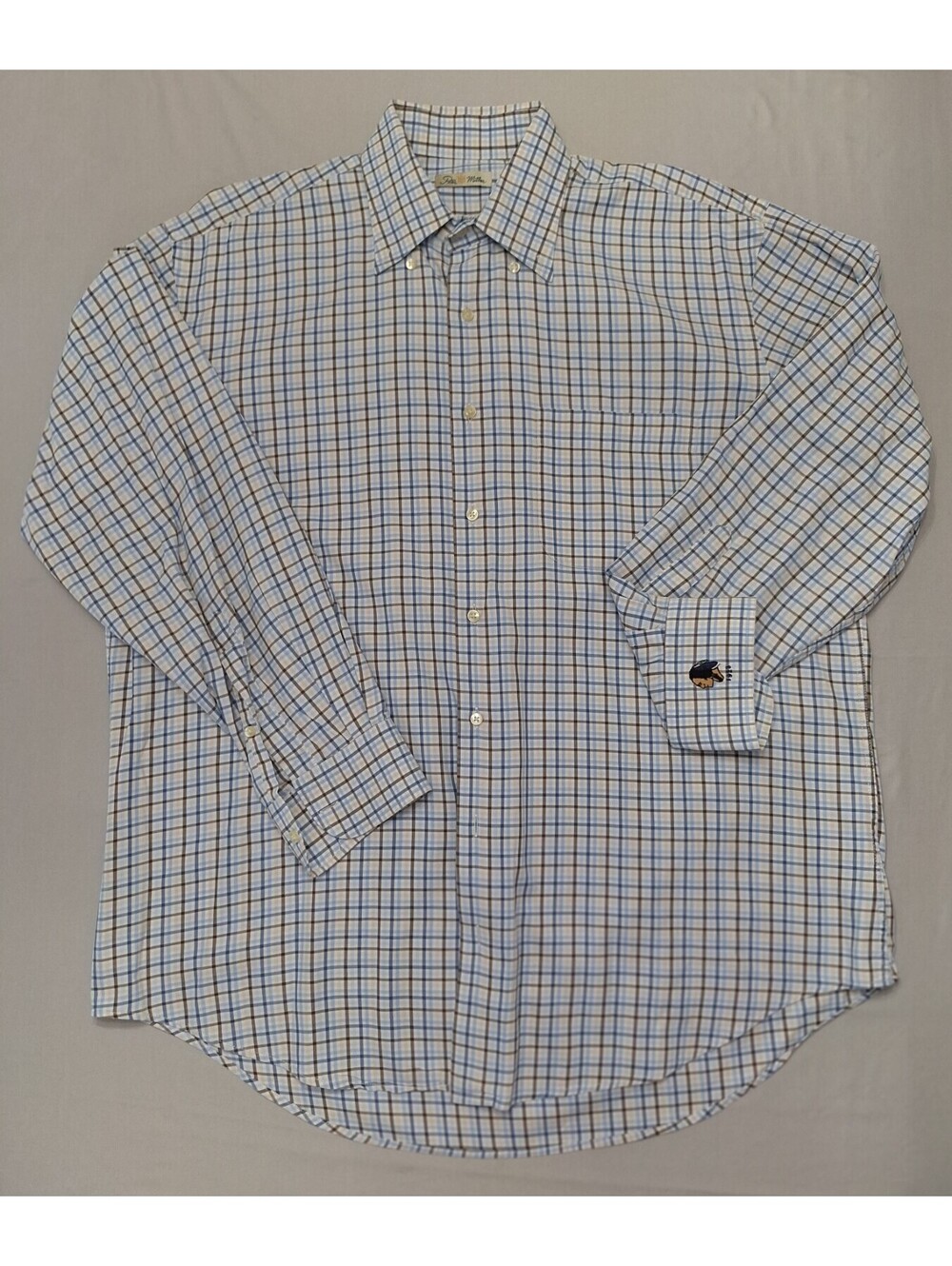 Peter Millar Multicolor Tartan Long Sleeve Button Down- Bala Club Emblem- Large